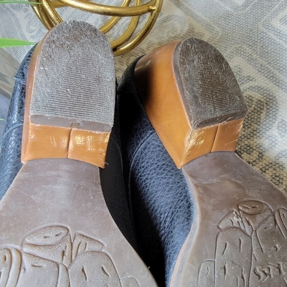 Kork-Ease | 6.5 Black Pebbled Leather Ankle Boots Monks Strap - Picture 13 of 16